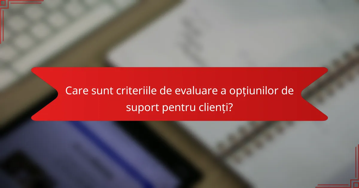 Care sunt criteriile de evaluare a opțiunilor de suport pentru clienți?