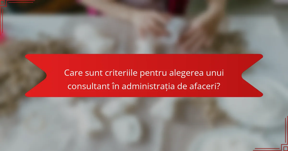 Care sunt criteriile pentru alegerea unui consultant în administrația de afaceri?