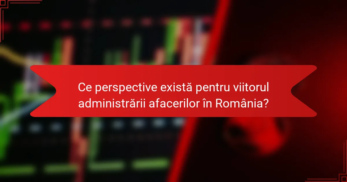 Ce perspective există pentru viitorul administrării afacerilor în România?