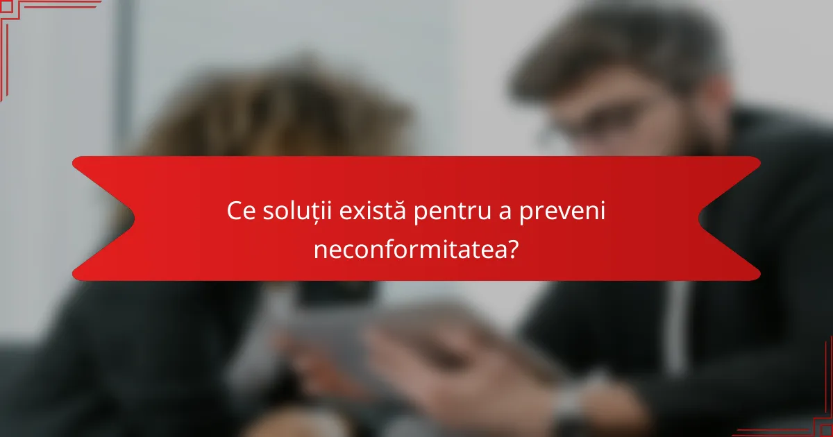 Ce soluții există pentru a preveni neconformitatea?